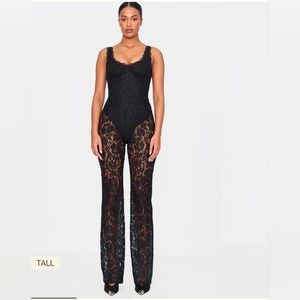 PrettyLittleThing Black Lace Detail Jumpsuit